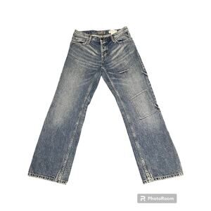 33x30 Vintage 1969 Gap Jeans Denim Blue Patchwork Distressed Pants Work Y2k Knee